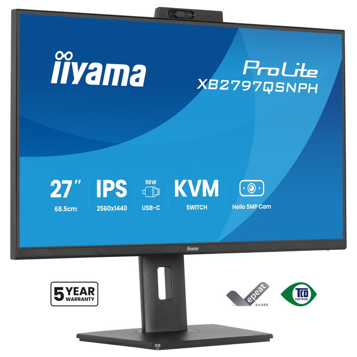 Iiyama ProLite XB2797QSNPH-B1 Monitor 27 pulg. Quad HD con Cámara y USB-C