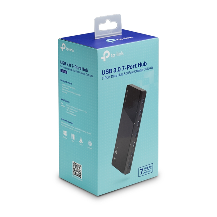 TP-Link UH700 Hub USB 3.2 Gen 1 (3.1 Gen 1) Type-A Negro con 7 Puertos y 5000 Mbit/s