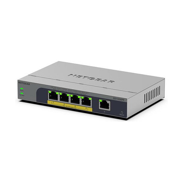Netgear GS105EPP Switch Gigabit Ethernet no administrado con 4 puertos PoE, Gris