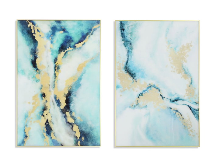 DKD Home Decor Cuadro Moderno Azul Dorado 2.5 x 120 x 80 cm Cristal y Aluminio (2 Unidades) DKD Home Decor Cuadro Moderno Azul Dorado 2.5 x 120 x 80 cm Cristal y Aluminio (2 Unidades)