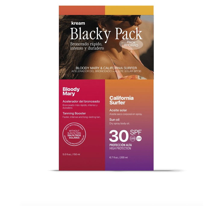 Kream Blacky Pack 2 piezas Aceite Bronceador Seco SPF 30 y Acelerador del Bronceado Kream Blacky Pack 2 piezas Aceite Bronceador Seco SPF 30 y Acelerador del Bronceado