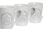 DKD Home Decor Set de 4 Tazas Blanco Gres y Metal 14 x 31 x 14 cm 300ml
