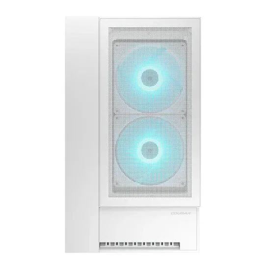 Cougar CGR-2WA3W-RGB Caja Omnyx Midi Tower Gaming para PC, Blanco, con Ventana Lateral RGB y 2 Ventiladores ARGB 160mm, Compatible con ATX, micro-ATX, Mini-ITX