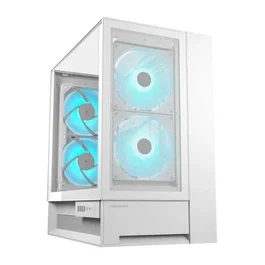 Cougar CGR-2WA3W-RGB Caja Omnyx Midi Tower Gaming para PC, Blanco, con Ventana Lateral RGB y 2 Ventiladores ARGB 160mm, Compatible con ATX, micro-ATX, Mini-ITX