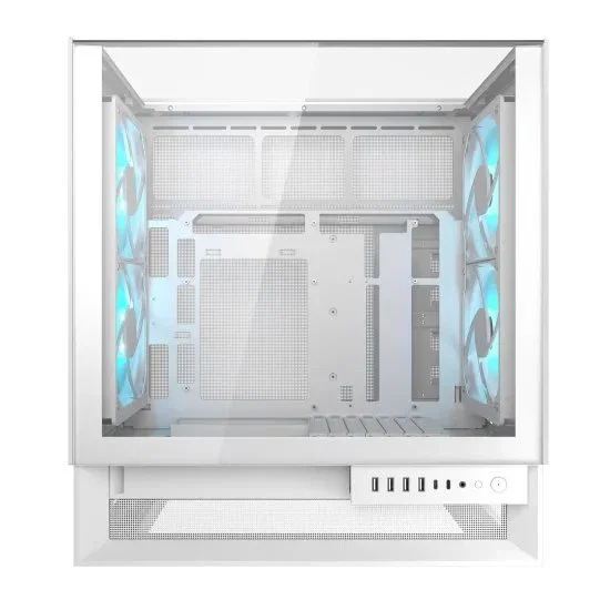 Cougar CGR-2WA3W-RGB Caja Omnyx Midi Tower Gaming para PC, Blanco, con Ventana Lateral RGB y 2 Ventiladores ARGB 160mm, Compatible con ATX, micro-ATX, Mini-ITX