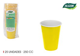 Algon Set 25 Vasos Bicolor Limón Blanco 250 ml (24 Unidades)