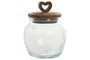 DKD Home Decor Bote de Cristal y Acacia Corazón 550ml