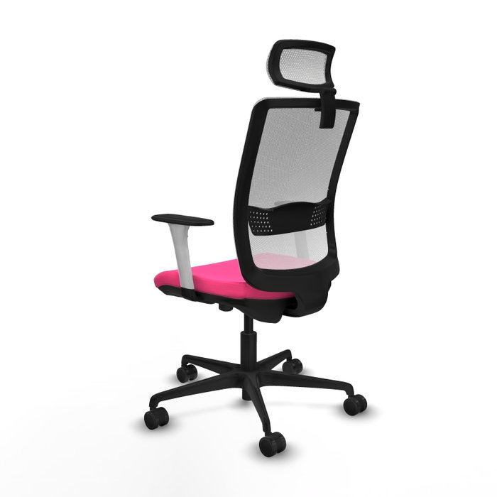 PIQUERAS Y CRESPO Silla de oficina Haches Rosa y Blanco con Mecanismo Sincro/Traslack