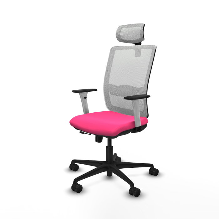 PIQUERAS Y CRESPO Silla de oficina Haches Rosa y Blanco con Mecanismo Sincro/Traslack