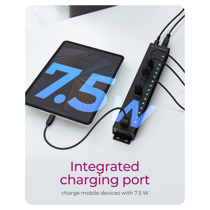 ICY BOX IB-HUB1717-U3 Hub USB 3.2 Gen 1 de 17 Puertos (16 Tipo-A + 1 Tipo-B), 5 Gbit/s, Negro