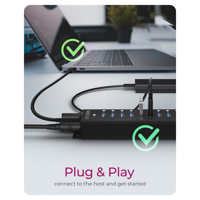 ICY BOX IB-HUB1717-U3 Hub USB de 17 puertos, Negro ICY BOX IB-HUB1717-U3 Hub USB de 17 puertos, Negro