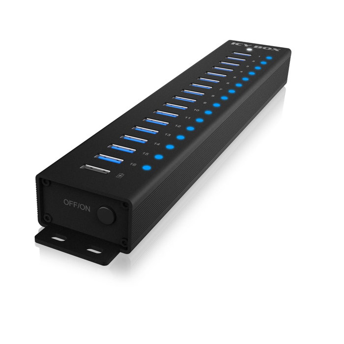 ICY BOX IB-HUB1717-U3 Hub USB de 16+1 puertos Negro ICY BOX IB-HUB1717-U3 Hub USB de 16+1 puertos Negro