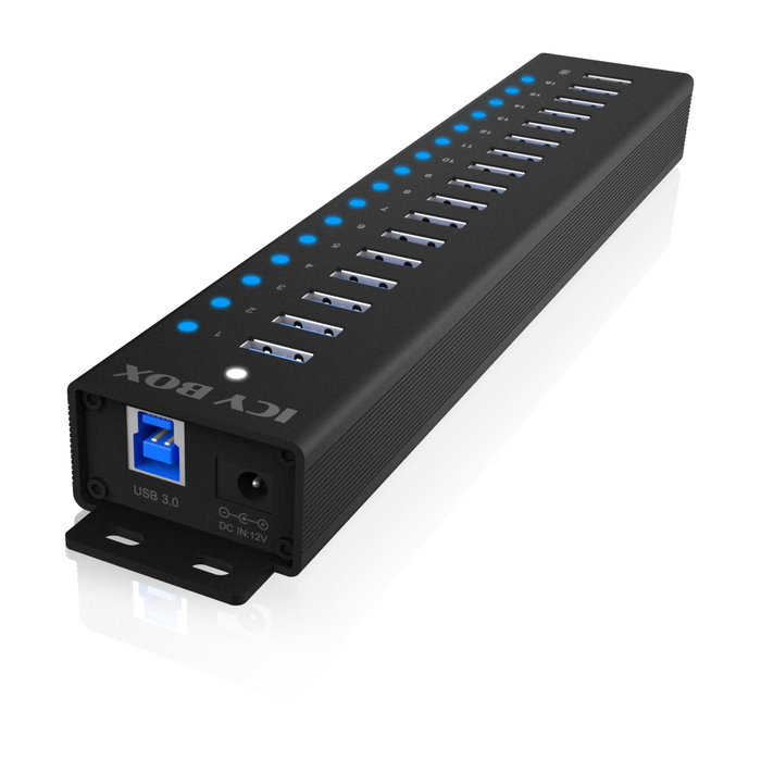 ICY BOX IB-HUB1717-U3 Hub USB de 16+1 puertos Negro ICY BOX IB-HUB1717-U3 Hub USB de 16+1 puertos Negro