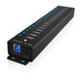 ICY BOX IB-HUB1717-U3 Hub USB de 16+1 puertos Negro
