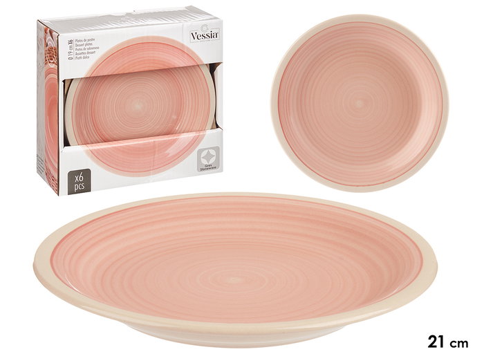 VESSIA Plato Postre Gres Rosa Borde 19.5 cm (Set de 36) VESSIA Plato Postre Gres Rosa Borde 19.5 cm (Set de 36)