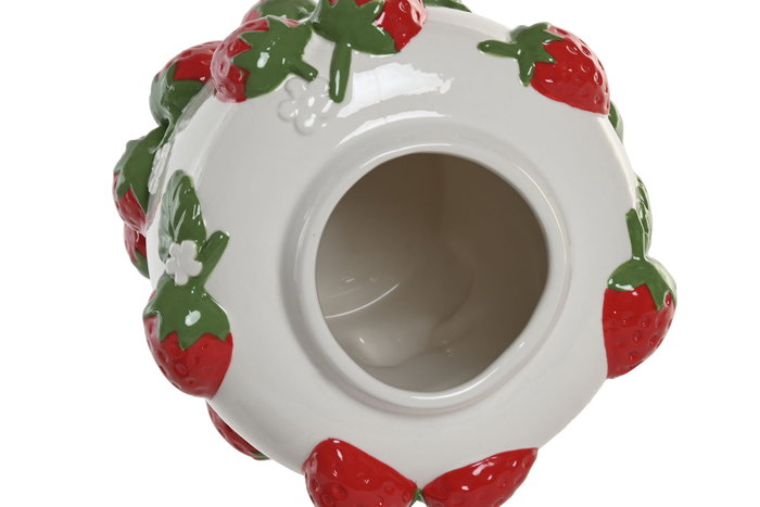 DKD Home Decor Jarrón de Cerámica Fresas Blanco y Rojo