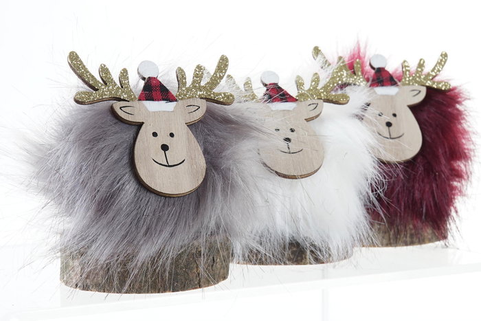 DKD Home Decor Figura Navidad Alpina Gris Burdeos Blanco Dorado MDF Poliéster 7 x 10 x 10 cm (12 Unidades)