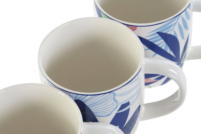 DKD Home Decor Taza de Porcelana con Diseño de Hojas, Surtido de Colores