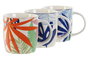 DKD Home Decor Taza de Porcelana con Diseño de Hojas, Surtido de Colores