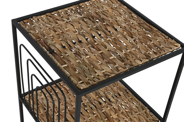 DKD Home Decor Estanteria Balines Negro Natural Metal Fibra 35 x 98 x 35 cm