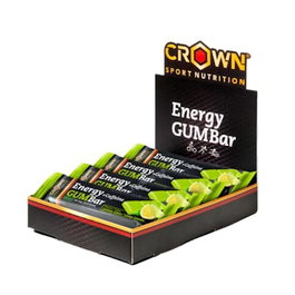 CROWN SPORT NUTRITION Energy Gum Bar Sabor Lima-Limon, 12 unidades de 30 G, barrita energética masticable