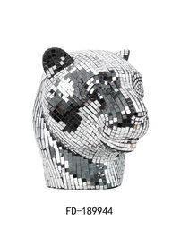DKD Home Decor Figura de Leopardo Cromado Plateado