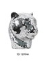 DKD Home Decor Figura de Leopardo Cromado Plateado