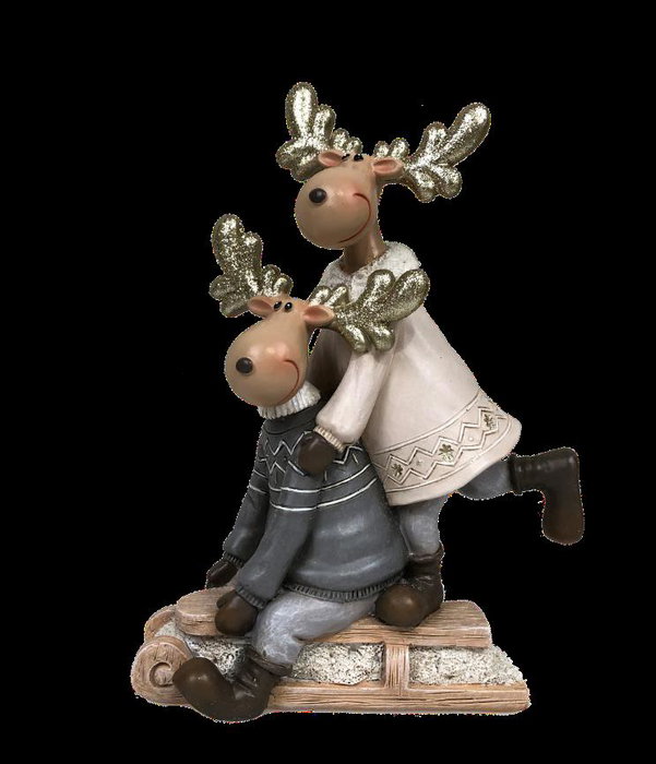 DKD Home Decor Set de 4 Figuras de Resina RENO para Navidad Moderna