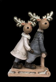 DKD Home Decor Set de 4 Figuras de Resina RENO para Navidad Moderna