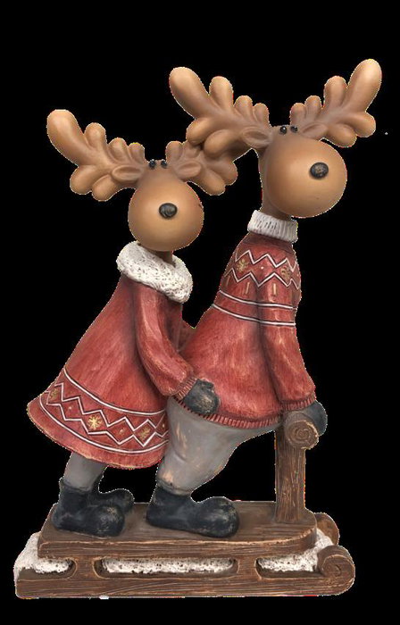 DKD Home Decor Set de 4 Figuras de Resina RENO para Navidad Moderna