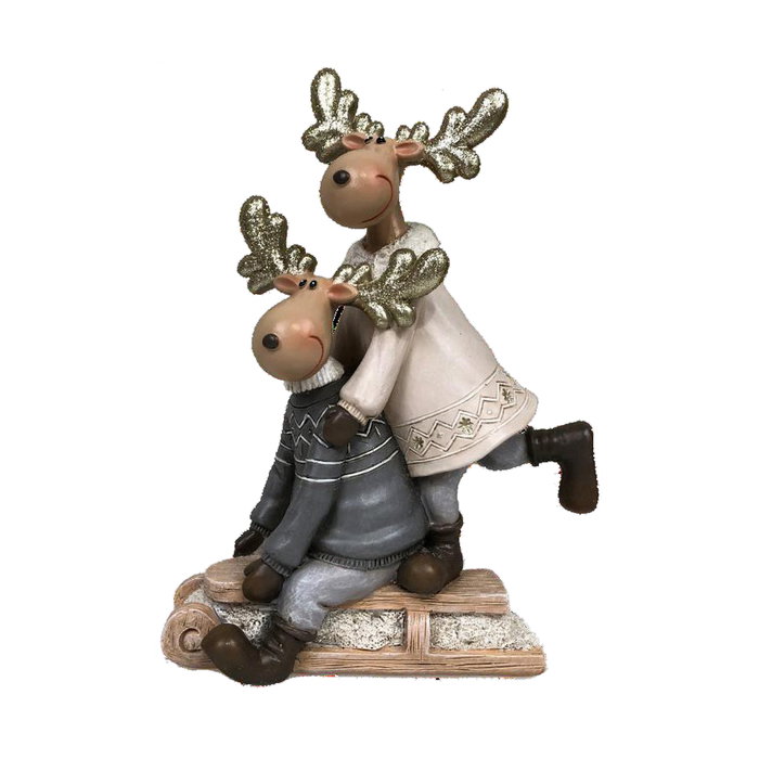 DKD Home Decor Set de 4 Figuras de Resina RENO para Navidad Moderna