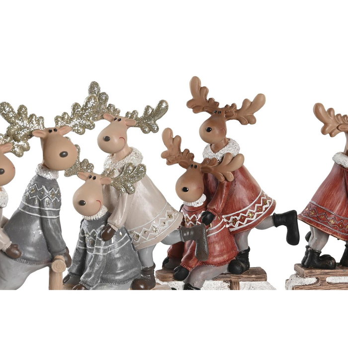 DKD Home Decor Set de 4 Figuras de Resina RENO para Navidad Moderna