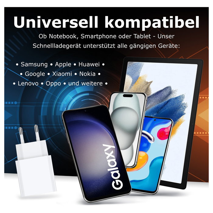 PEDEA 60040106 Cargador Rápido 30W USB-C PD 2 Puertos (USB-C/USB-A) para Móvil - Blanco