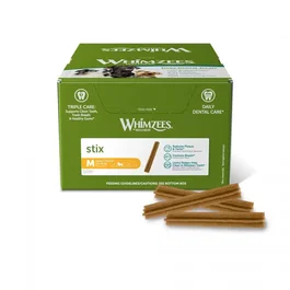 Whimzees Stix M - Golosina Dental para Perros, Caja Granel con 100 Piezas, para Perros de 12-18 kg