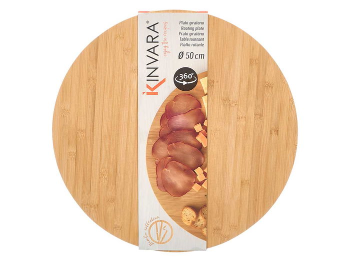 Kinvara Tabla Bambú Giratoria 50x3x50 cm Natural (Set de 6)