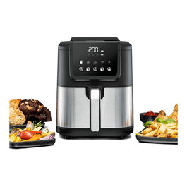 ROMMELSBACHER FRH 1500 Freidora de Aire Caliente, 5 Litros, 1500W, Digital, 5 Programas, Asar/Hornear/Grillar, Cesta Extraíble, Negro/Acero