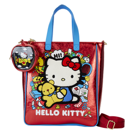 Loungefly Bolso + Monedero 50th Anniversary Hello Kitty Piel Vegana Metalizada Dorados