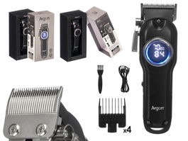Argon Máquina Cortapelo LCD 2000mAh USB C Negra, 18x5x5.5cm, 4 Peines, 150min de Trabajo (Set de 6)