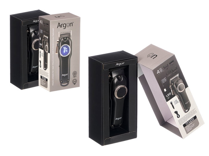 Argon Máquina Cortapelo LCD 2000mAh USB C Negra, 18x5x5.5cm, 4 Peines, 150min de Trabajo (Set de 6)