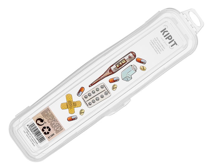 Kipit Estuche Multiuso Botiquin Transparente 6.2x4.3x25 cm (Set de 48)