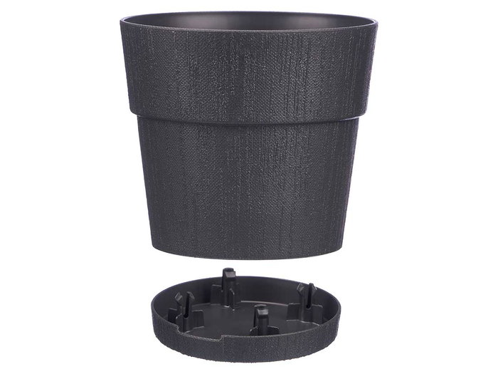 Stefanplast Maceta Plástico 15 cm Ethica Antracita con Reserva de Agua 100% Reciclado (Set de 12)