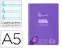 Liderpapel Cuaderno Espiral Pautaguía A5, 80 Hojas, 90gr, Cuadro Pautado 4 mm con Margen, Lila
