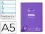 Liderpapel Cuaderno Espiral Pautaguía A5, 80 Hojas, 90gr, Cuadro Pautado 4 mm con Margen, Lila
