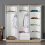 Hanah Home Armario Blanco 224x206x52 cm Tablero de Partículas Melamina Amplio Almacenamiento