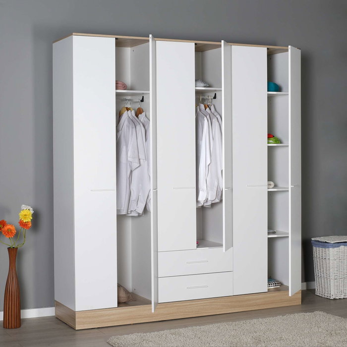 Hanah Home Armario Blanco 224x206x52 cm Tablero de Partículas Melamina Amplio Almacenamiento