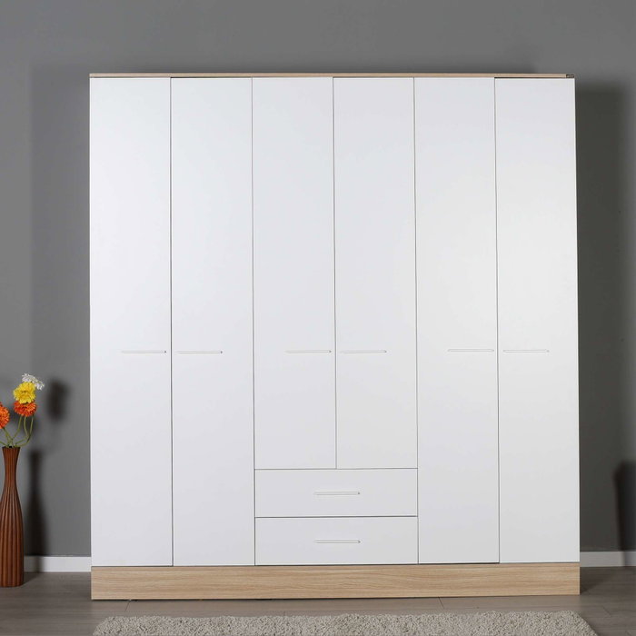 Hanah Home Armario Blanco 224x206x52 cm Tablero de Partículas Melamina Amplio Almacenamiento