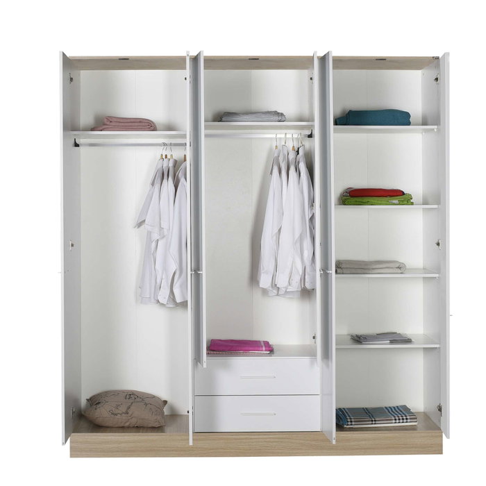 Hanah Home Armario Blanco 224x206x52 cm Tablero de Partículas Melamina Amplio Almacenamiento