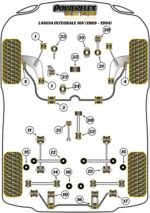 Powerflex Trasero Diferencial Montaje Silentblock PFR30-334 Poliuretano