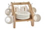DKD Home Decor Set de 6 Tazas de Café 90ml, Porcelana y Bambú, Blanco/Natural, 15 x 17 x 28.5 cm