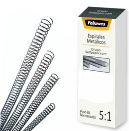 FELLOWES Caja de 100 Espirales Metálicos Negros 18mm Paso 5:1
